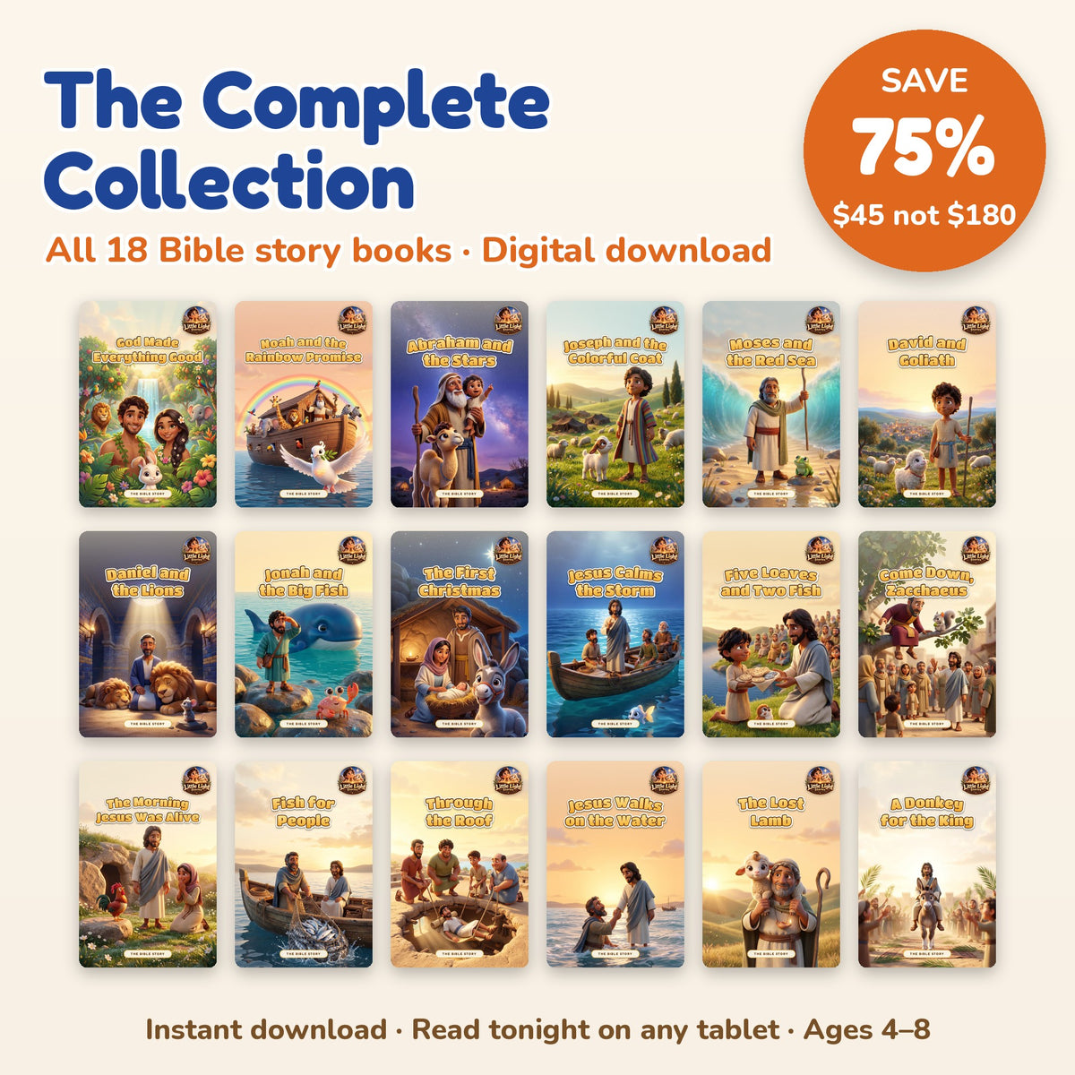 The Complete Collection – all 18 Little Light Stories digital Bible story books, save 75%